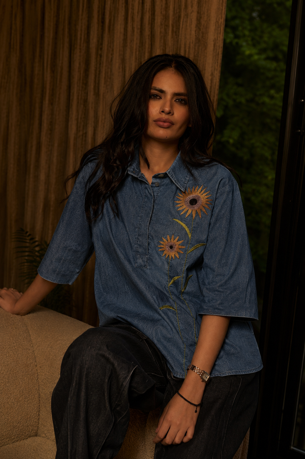 Sunflower sunset tee Denim